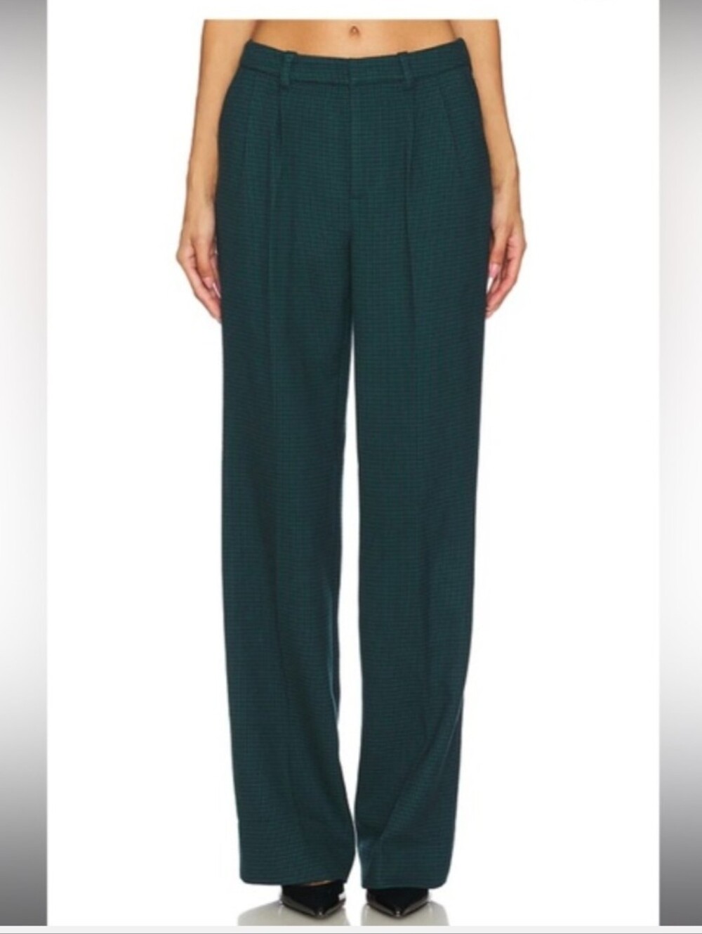 Favorite Daughter The Low Favorite Pant Green Juniper Houndstooth Trouser 12 NWT
